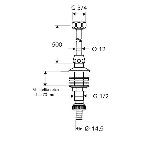 SCHELL - Spülengarnitur 1/2x12mm, chrom Verstellbereich bis 70mm