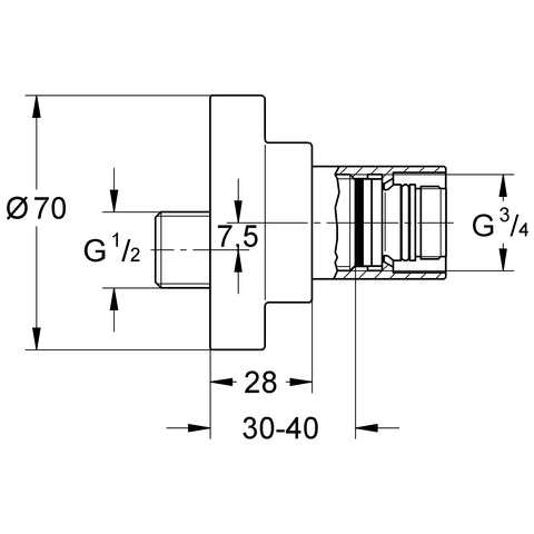 Grohe - Anschlussverschraubung ATRIO 45631 für Wannen-/Brausebatterie AP chrom