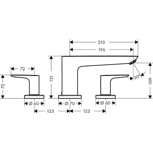 Hansgrohe - 3-Loch Wannenarmatur TALIS E F-Set chrom für Wannenrandmontage