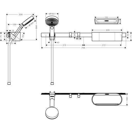 Hansgrohe - Bundle WallStoris 105 3jet Eco U'Pl 700 mattweiss