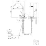 Steinberg Armaturen - Waschtisch-EHM mit Ablaufgarnitur 280 1000, chrom
