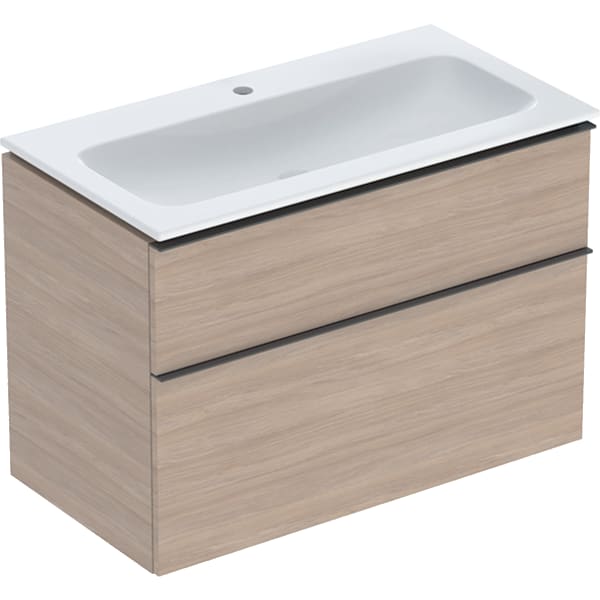 Geberit Vertriebs - iCon Set MWT m. US, 2 Schubl. 90x63x48cm, Eiche/Gr. lava/KeraTect