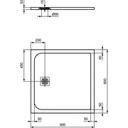 Ideal Standard - Rechteck-Brausewanne ULTRAFLAT S, 900x900x30mm, Carraraweiß