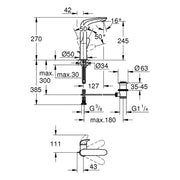 Grohe - EH-Waschtischbatt. EUROSTYLE 23718 L-Size Hebel geschl. chr