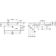 VILLEROY & BOCH - WT Memento 2.0 1000x470mm re-eckig 2HL. o. ÜL. geschliffen Graphite cplus