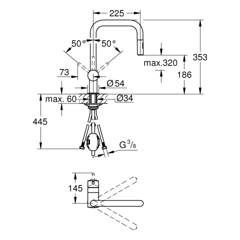 Grohe - EH-Spültischbatterie MINTA 32322 U-Auslauf azb. DUAL Spülbrause chrom