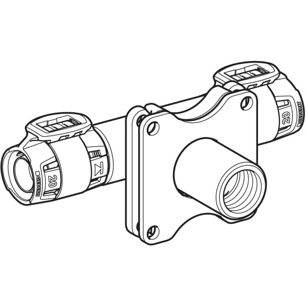 Geberit Vertriebs - FlowFit Wanddurchführung 90Gr RG+ d20-Rp1/2-d20