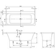 VILLEROY & BOCH - Badewanne Architectura 1500x700x415mm Rechteck Weiß Alpin
