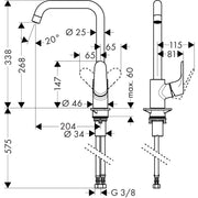 Hansgrohe - Spültischmischer 260 Focus M41 Eco 1jet chrom