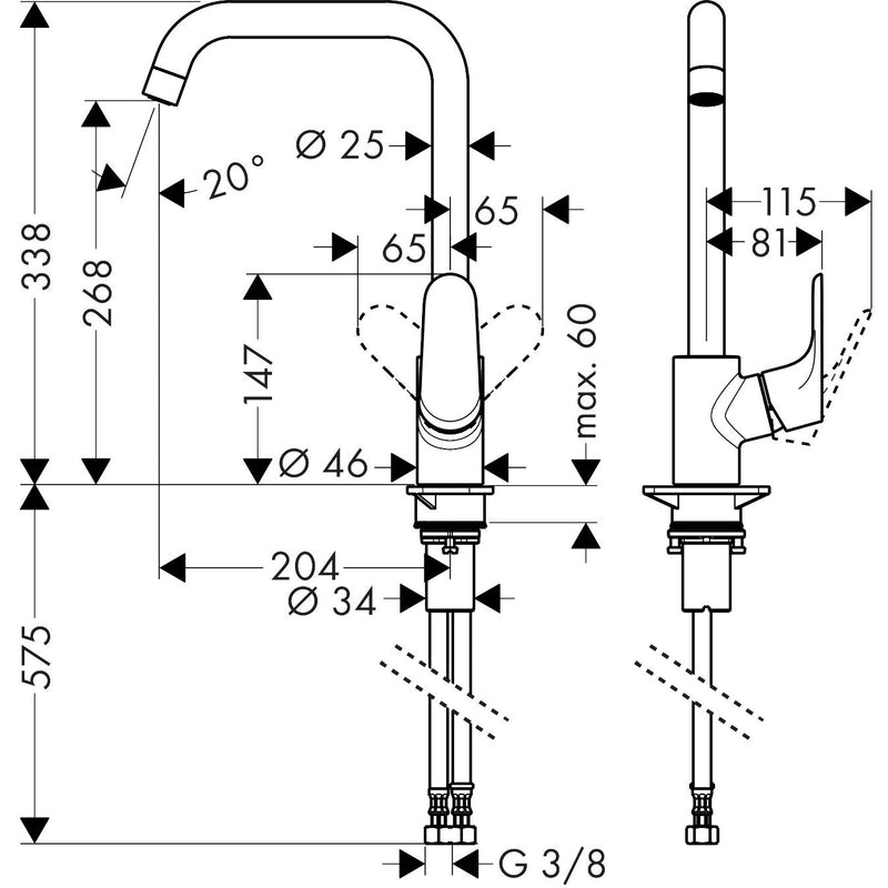 Hansgrohe - Spültischmischer 260 Focus M41 Eco 1jet chrom