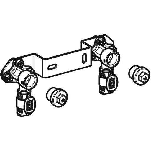Geberit Vertriebs - FlowFit Anschlusswinkel 90Gr vormontiert zweifach Rg+ d16-Rp1/2