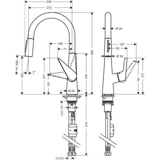 Hansgrohe - Spültischmischer Talis S 200 chrom mit Ausziehbrause