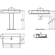 Ideal Standard - Waschtisch CONCA, o.Hl., m.Ül., 800x450x165mm, Weiß
