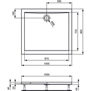 Ideal Standard - Rechteck-Brausewanne ULTRA FLAT, 1000x900x47mm, Weiß