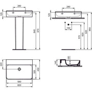 Ideal Standard - Waschtisch CONCA, o.Hl., o.Ül., 600x450x145mm, Weiß mit IdealPlus