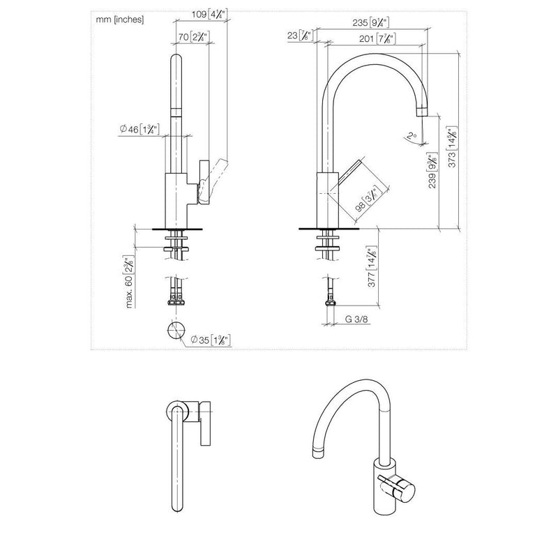 Dornbracht - Spültisch EHM TARA ULTRA 33800875 Ausladung 200mm chrom