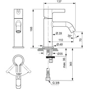 Ideal Standard - Waschtischarmatur JOY, o.Ablgarn., Ausld.110mm, Magnetic grey