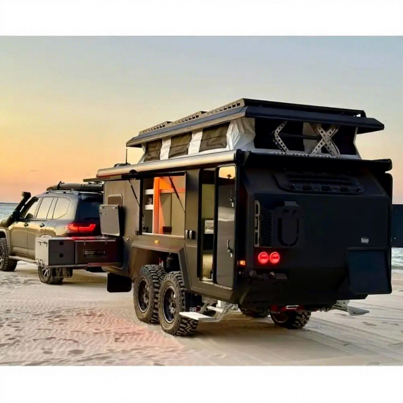 Black Rhino - Camping Caravan – Leichter Pop-Up Wohnwagen Camper mit Aluminium-Karosserie, 2–4 Schlafplätze
