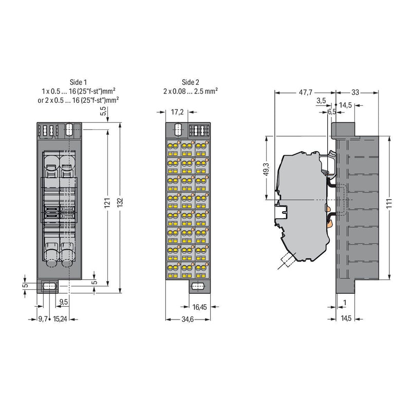 WAGO - Feldbus, Dez. Peripherie - Kommunikations-Modul PotentialblockAufdruck1-24 726-651 dunkelgrau