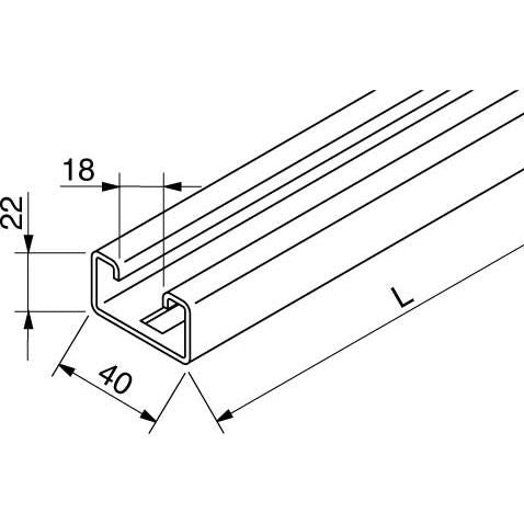 Rico - Stiel/Profilschiene C-Profilschiene 15F2-3000-L 40x22mm, gelocht