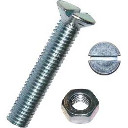 Dresselhaus - Maschinenschraube/Bolzen Senkschrauben 4313/001/53 5x10 Schlitz,m.Mutter, zn − 25 Stück