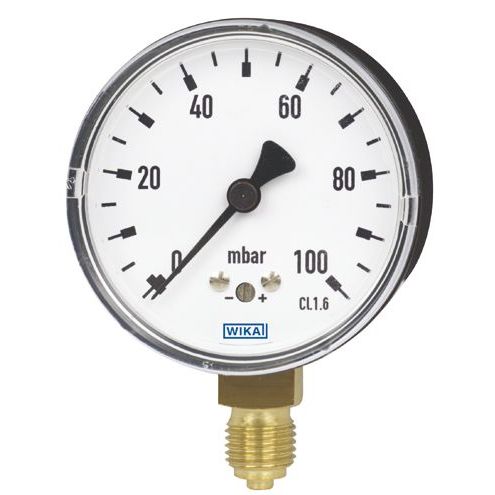 Wika Wiegand - Rohrfedermanometer KapsFedMano 611.10.063 Cu 9850597 0..600mbarG1/4Brue