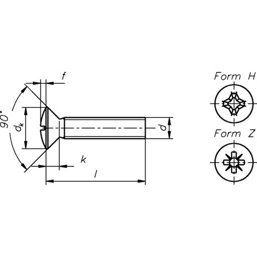 Dresselhaus - Maschinenschraube/Bolzen Linsensenkschraube A2 3379/000/01 5x16 Kreuzschlitz H − 1000 Stück