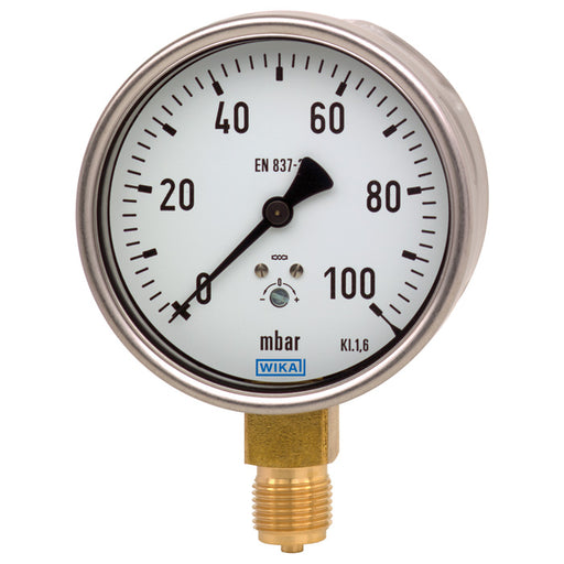 Wika Wiegand - Rohrfedermanometer KapsFedMano 612.20.160 Cu 40039218 -100.0mbar1/2NPTunt