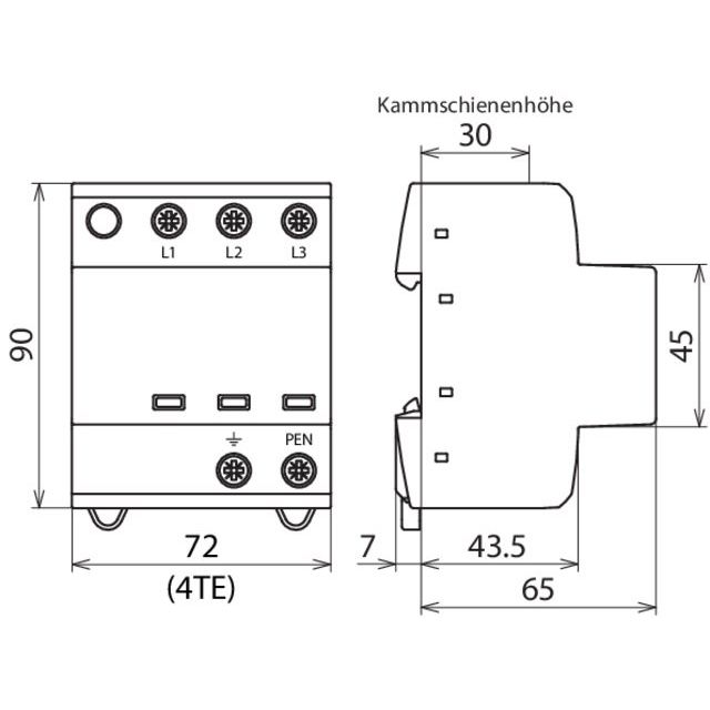 DEHN - Kombi-Ableiter für Energietechnik Kombi-Ableiter DSH TNC 255 TN-C-Systeme