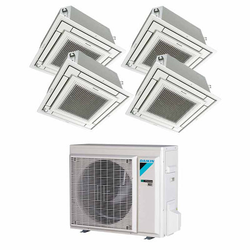 Daikin - Deckenkassette Euroraster (FFA‑A9 + BYFQ60CW Panel) Multisplit Klimaanlage 4 × Deckenkassette + Außeneinheit – 4 Innengeräte