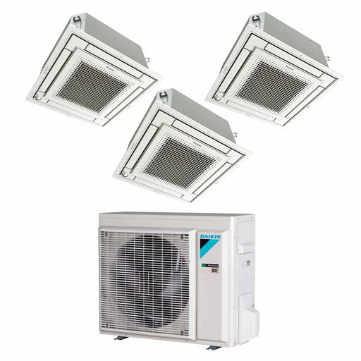 Daikin - Deckenkassette Euroraster (FFA‑A9 + BYFQ60CW Panel) Multisplit Klimaanlage 3 × Deckenkassette + Außeneinheit – 3 Innengeräte