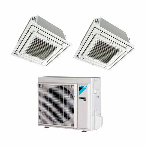Daikin - Deckenkassette Euroraster (FFA‑A9 + BYFQ60CW Panel) Multisplit Klimaanlage 2 × Deckenkassette + Außeneinheit – 2 Innengeräte