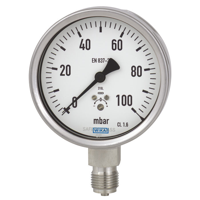 Wika Wiegand - Rohrfedermanometer KapsFedMano 632.50.100 VA 40039757 -600..0mbar1/2NPTrue