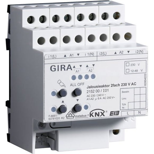 Gira - Bussystem-Jalousieaktor Jalousieaktor 2fach 215200 230VAC KNX/EIB REG