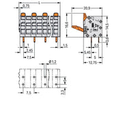 WAGO - Leiterplattenklemme 2601-3310 1,5mm²,gr − 20 Stück