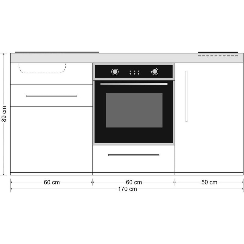 Stengel - Mini-Küche Miniküche Premiumline MPB170KSBOGKFreBliS weiß