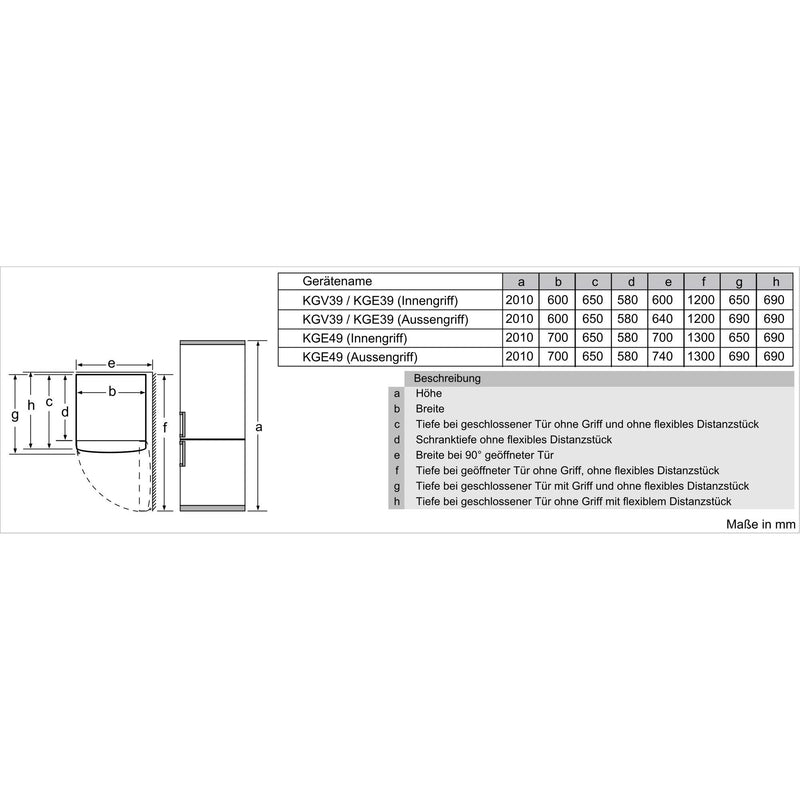 Siemens - Kühl-/Gefrierkombination Kühl/Gefrierkombi KG39EALCA