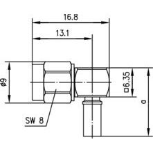 Telegärtner - Koax-Steckverbinder SMA-Kabelwinkelstecker CR 100024632 AU, G3 (RG178B/U) − 5 Stück