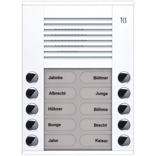 TCS Tür Control - Türstation für Türkommunikation Audioaußenstation 2-reihig PES10-WS/04 10 Tasten AP weiß