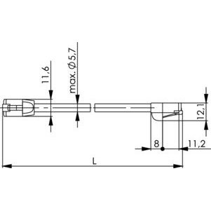 Telegärtner - Patchkabel Kupfer Patchkabel F/UTP Cat.5e 100008329 sw, 2 m, MP8, LSZH