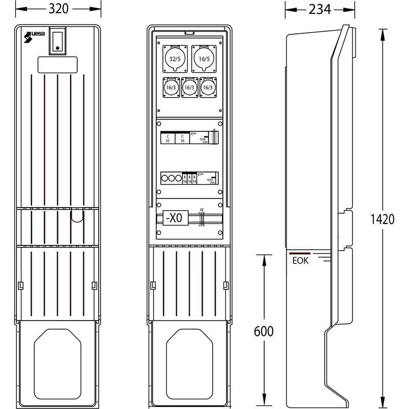 uesa - Gehäuse/Schaltschrank (leer) Marktplatzverteiler MV-A010-02