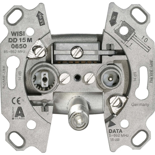 Wisi - Antennensteckdose Durchgangsdose, 14 dB DD15M0650 3-Loch, UM,KDG zert