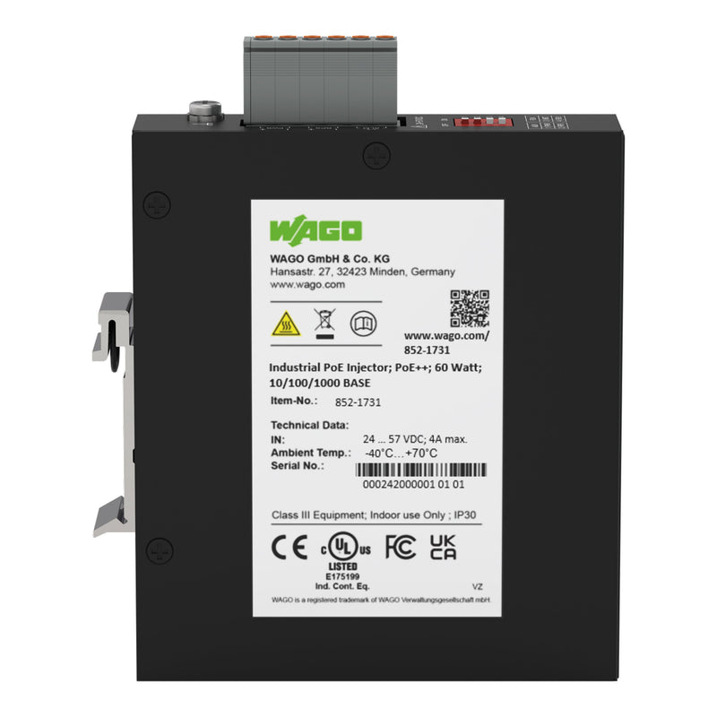 WAGO - PoE-Injektor/-Splitter Industrial PoE Injector 852-1731 − 1 Stück