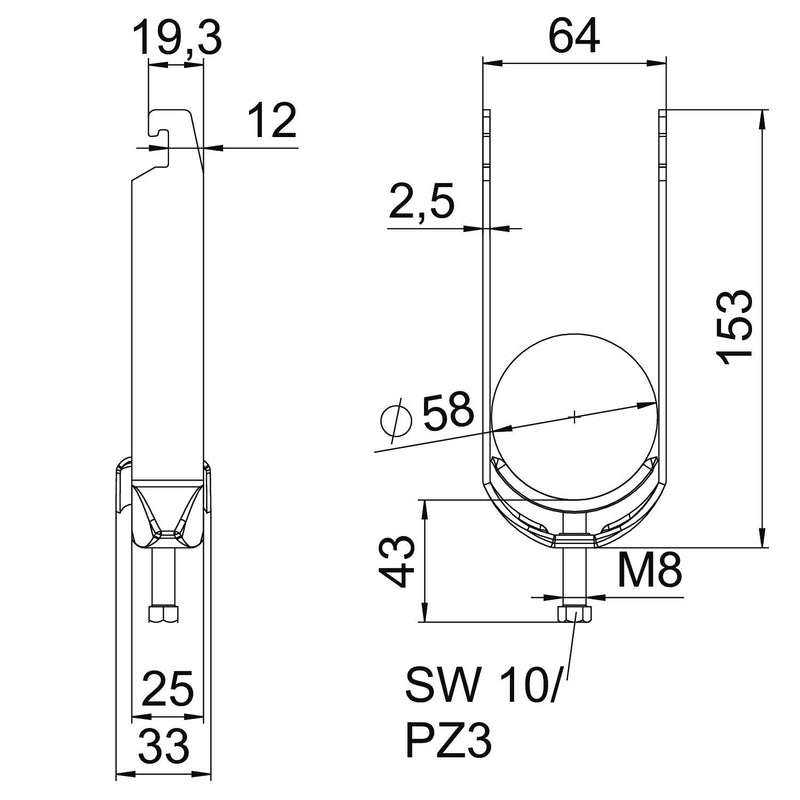 OBO Bettermann - Bügelschelle BS-U2-M-58 FT 2-fach − 50 Stück