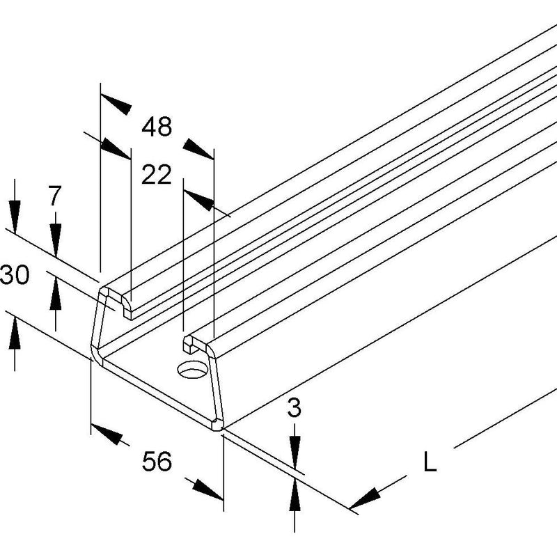 Niedax - Stiel/Profilschiene Ankerschiene 2995/2 FO − 2 Meter