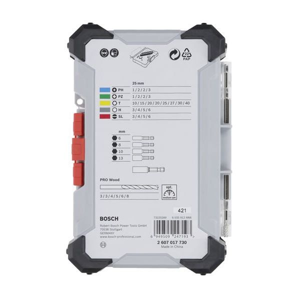 Bosch - Werkzeugset Extra Hard Schrauberbit- 2607017730VE(35) und PRO Wood − 3 Packung