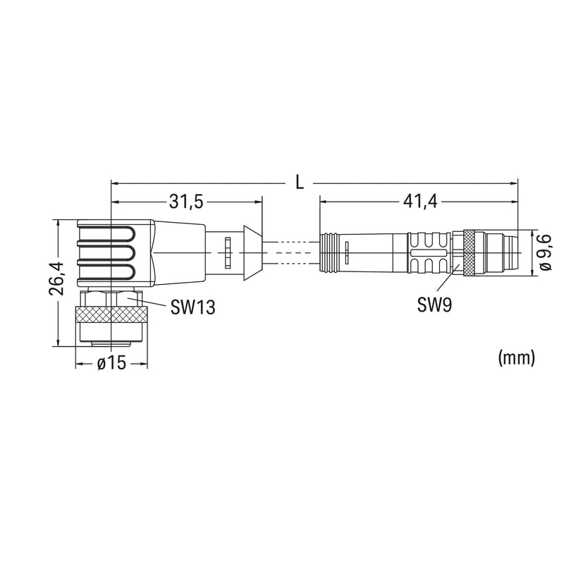 WAGO - Konfektioniertes Sensor-Aktor-Kabel Sensor-/Aktorleitung M12A 756-5503/030-010 Bu.,wink.,M8-St.,ax