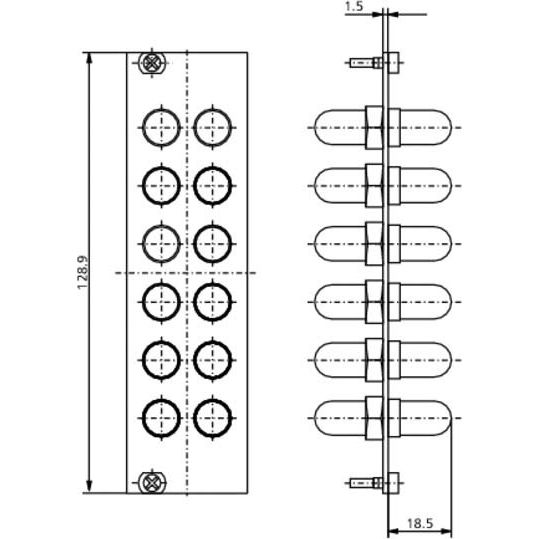Metz Connect - Patchpanel LWL OpDAT REGpro Frontplatte 15024A0112-E 3HE 12xST Keramik