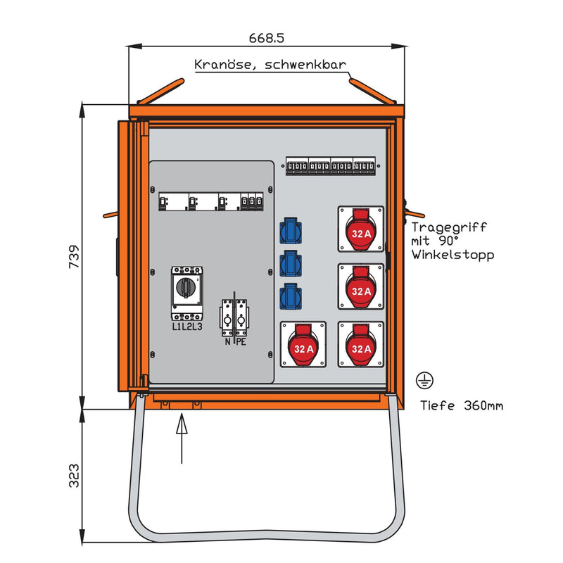 Walther Werke - Baustromverteiler Verteilerschrank WV0316CR1 55kVA f.Container