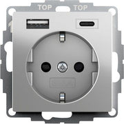 Gira - Steckdose SCHUKO SH USB-Spannungsv. 2459600 2f Typ A/C